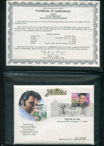 1993 Elvis Presley First Day Issue Half Pound Silver Proof Coin