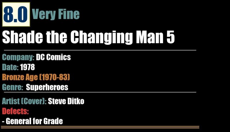 Shade the Changing Man 5 (1978) VF 8.0 Bronze Age DC Comics