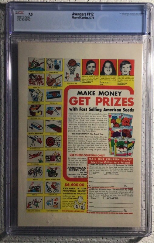 Marvel, Avengers #112, 1st Mantis Guardians of the Galaxy! CGC 7.5, Look!