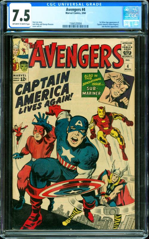 Avengers #4 CGC Graded 7.5 1st Silver Age Captain America (3/64)