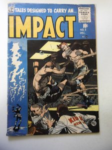 Impact #5 (1955)  VG Condition 1/4 spine split, moisture stains