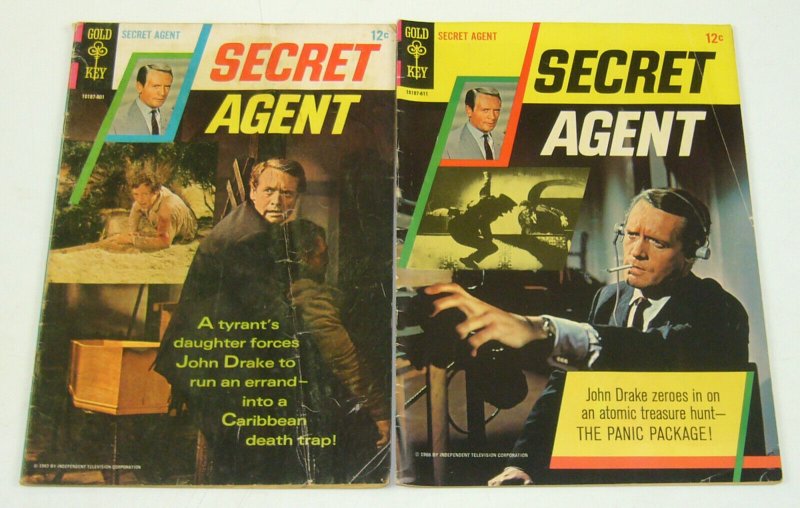 Secret Agent #1-2 VG complete series - silver age gold key comics - photo covers