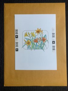 A GET WELL NOTE Orange & Yellow Flowers 6x9 Greeting Card Art #C9592 w/ 3 Cards