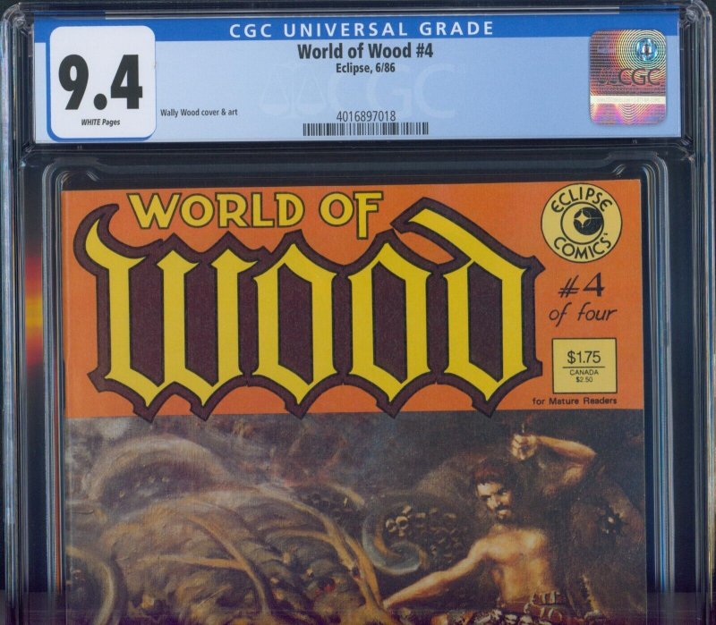 World of Wood #4 CGC 9.4 White Pages Wally Wood Fantasy Horror Eclipse 1986 Rare