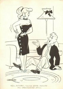 Sexy Babe w/ Rejected Suitor Gag - 1956 Humorama art by George Crenshaw