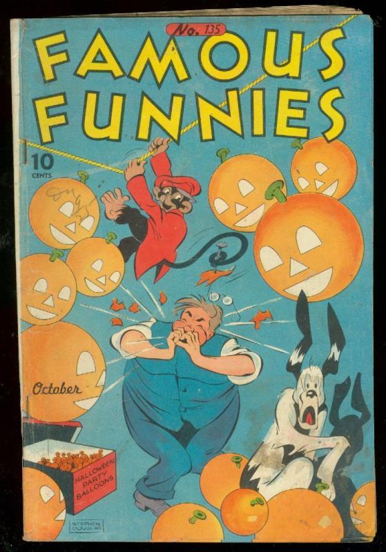 FAMOUS FUNNIES #135 1945-BUCK ROGERS-RARE DOUBLE COVER VG/FN