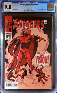 ?? Avengers #57 Facsimile Edition CGC 9.8 - 1st Vision ? Crain Gleason jtc