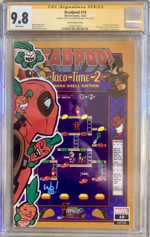 DEADPOOL #10 2023 | WAITE VARIANT COVER | CGC 9.8 WITH INCREDIBLE COMMISSION ART