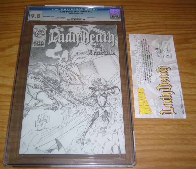 Lady Death Crucible A Cgc 9 8 Wizard Canvas Sketch Variant With Coa 1 2 Half Hipcomic