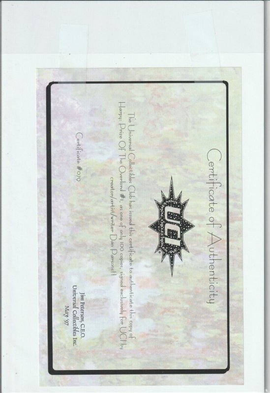 Harpy Prize of the Overlord #1 Ground Zero Comics SIGNED with COA