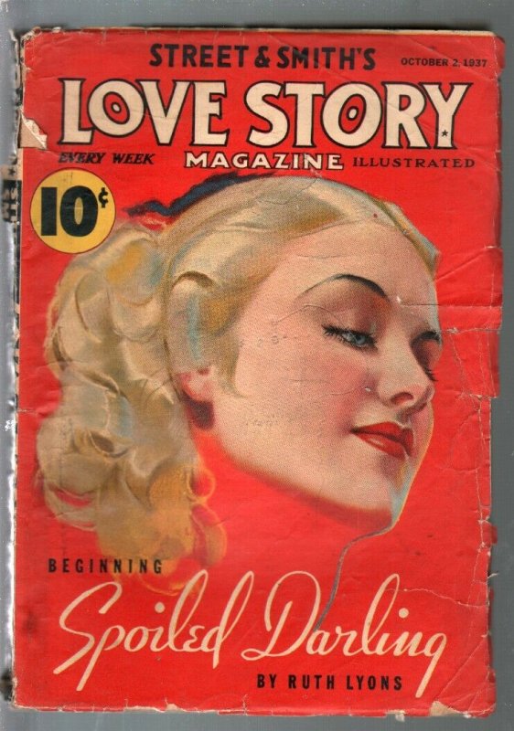 Love Story 10/2/1937-portait cover-Spoiled darling by Ruth Lyons-G/VG