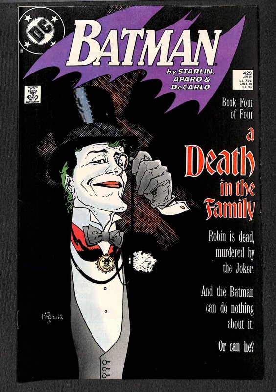 Batman #429 VF- 7.5 Death in the Family! Joker Cover!