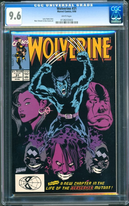 Wolverine #31 (Marvel, 1990) CGC 9.6 WHITE Pages