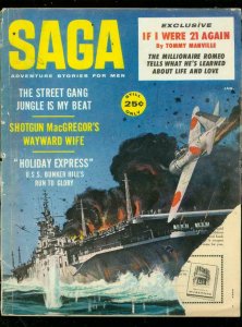 SAGA MAGAZINE JAN 1960-CHEESECAKE-WESTERN & WAR STORIES FR/G