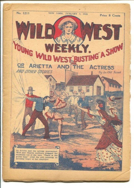 Wild West Weekly #1211 1/1/1926-Busting A Show-pulp fiction-G/VG