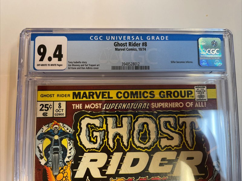Ghost Rider (1974) # 8 (CGC 9.4 OWWP) Slifer Becomes Inferno