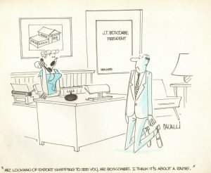 Meeting About a Raise - Office Gag - 1950's art by Dick Cavalli