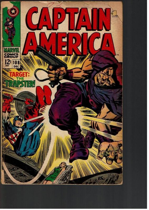 Captain America #108 (1968)PR*Front And Back Cover Damage*
