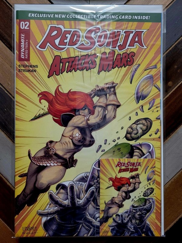 RED SONJA ATTACKS MARS #1-4 + Ashcan + Trading Cards (2025) LINSNER! Polybag NEW
