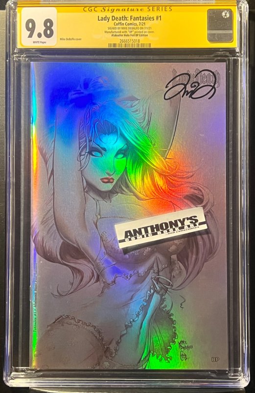 Lady Death: Fantasies #1 Alabaster Holo Foil BP Edition Signed (2021) CGC 9.8