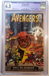 The Avengers #23 (CGC 6.5, 1965) RESTORED,  1st app of Ravonna Renslayer