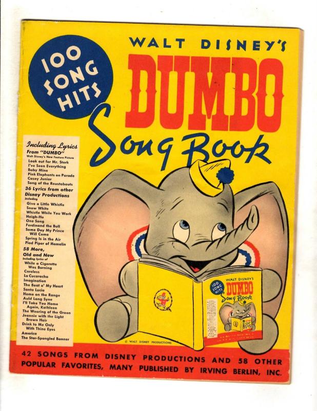 Walt Disney's Dumbo Song Book Irving Berlin Book Snow White Auld Lang Syne JL16