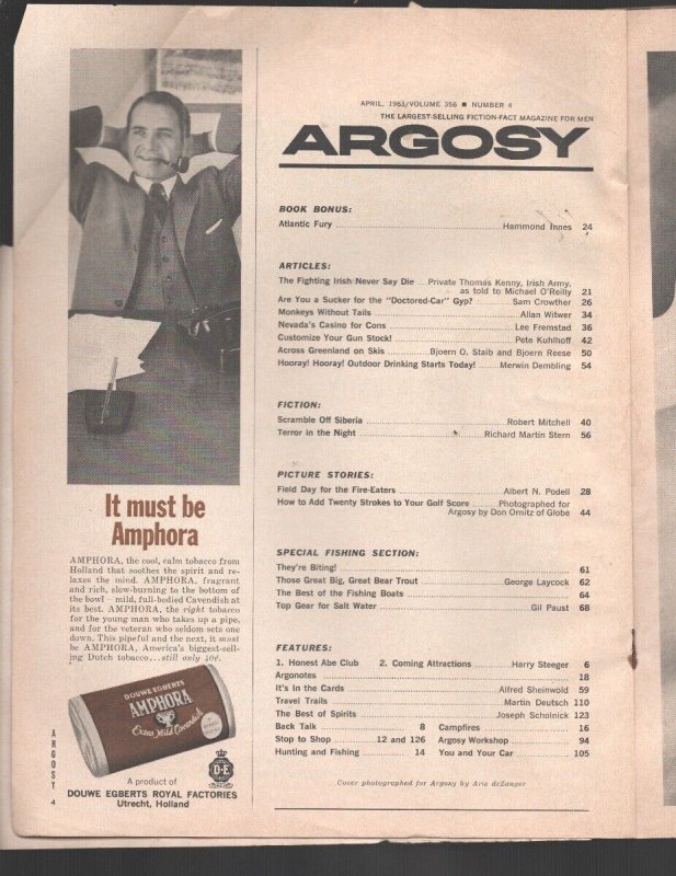 Argosy 4/1963-Popular-Atlantic Fury by Hammond Innes-Henry Steeger features...