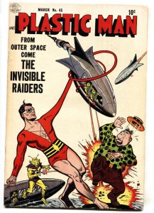 PLASTIC MAN #45-1954-sci-fi issue-alien invasion-Golden-Age-Pre-code