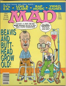 ORIGINAL Vintage June 1995 Mad Magazine #336 Beavis and Butthead Lois + Clark ER