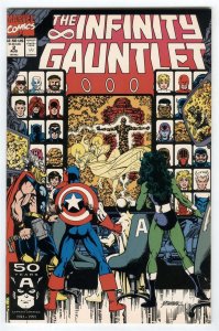 Infinity Gauntlet #2 Marvel Comics Thanos Thor Cap America Avengers August 1991