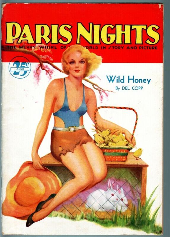 Paris Nights Pulp April 1935-Great Spicy cover-Wild Honey-includes photo section