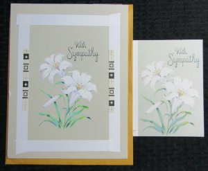 SYMPATHY Lettering & White Flowers 8x11 Greeting Card Art #S12092 w/ 3 Cards