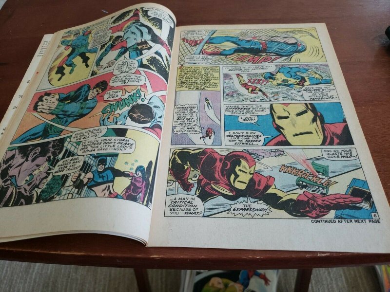 Invincible Iron Man 36 Marvel Comics 1971. White pages. Bottom right corner dama