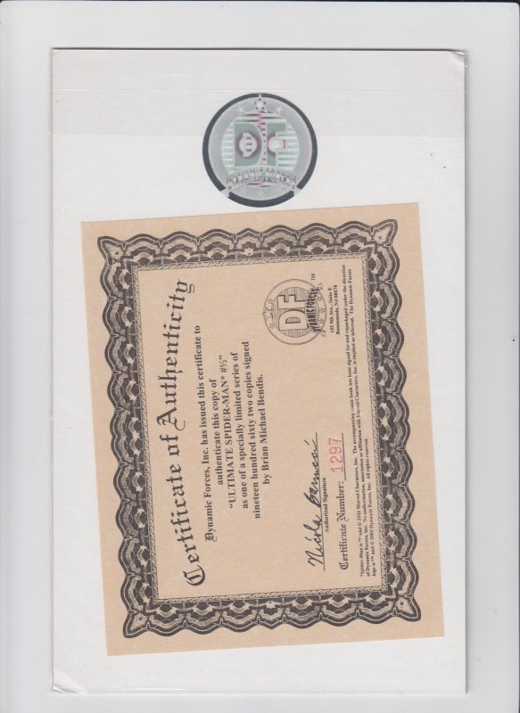 Ultimate Spider-Man #1/2 - Signed by Brian Michael Bendis, Sealed COA (9.2) 2003