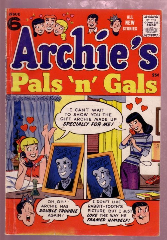 ARCHIE'S PALS AND GALS #6 1957 GIANT SIZE EARLY ISSUE- FN-