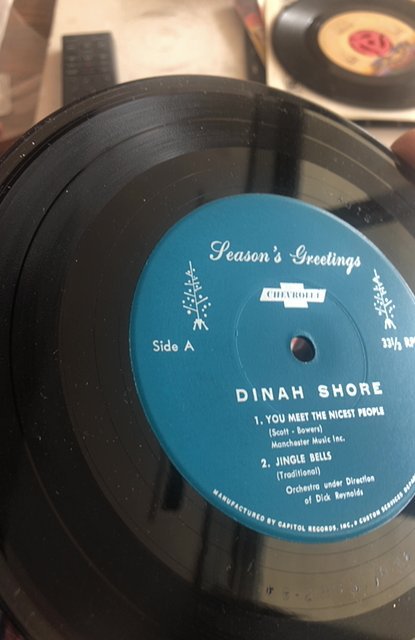 Seasons greetings 1960 from your Chevy dealer Dinah shore 45 pristine