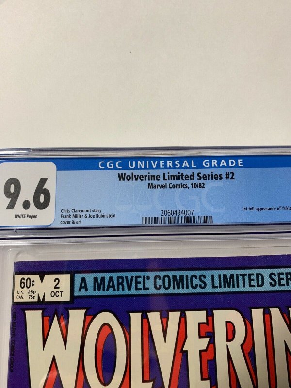 Wolverine Limited Series 2 Cgc 9.6 White Pages Marvel 1982 2060494007 1st Yukio