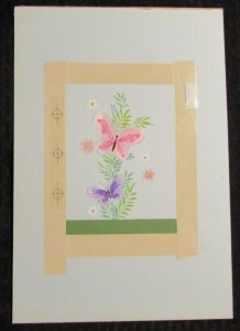 INVITATION Pink & Purple Butterflies & Flowers 7.5x11 Greeting Card Art #690