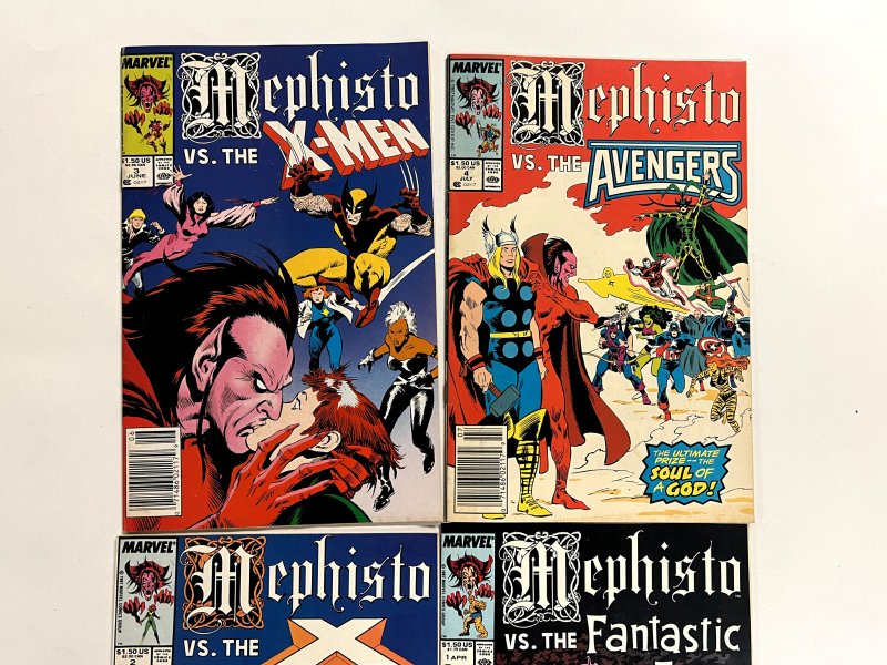 4 Mephisto Marvel Comics #1 2 3 4 X-Men Spiderman Avengers Hulk Thor 77 JS3