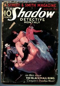 SHADOW 1932 Aug -THE BLACKMAIL RING- STREET AND SMITH-RARE PULP G+