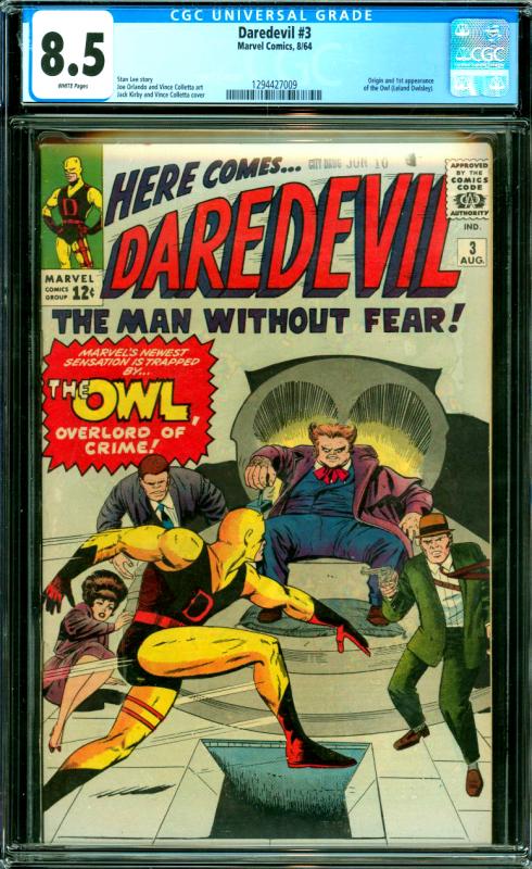 Daredevil #3 CGC Graded 8.5 Origin & 1st Owl