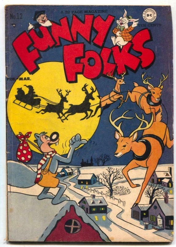 Funny Folks #12 1948- Nutsy Squirrel- Christmas cover VG