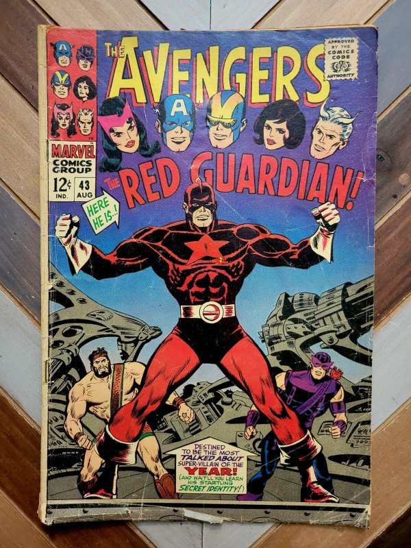 AVENGERS #43 GD/VG (Marvel 1967) 1st App & Cover RED GUARDIAN (Thunderbolts)