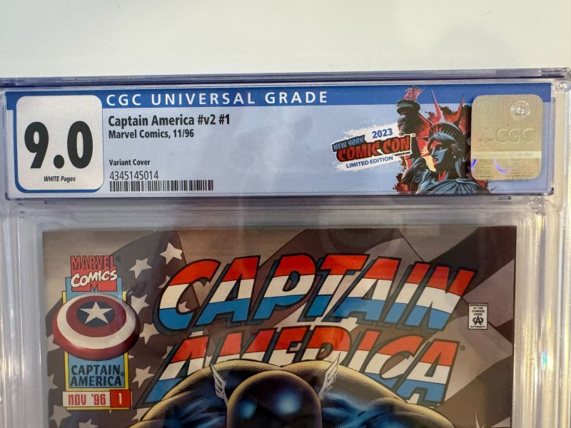 CAPTAIN AMERICA #V2 #1 CGC 9.0 WHITE PAGES VARIANT COVER (1996)