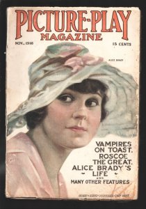 MAG: Picture-Play 11/1916-Alice Brady photo cover & article-Silent era movie ...