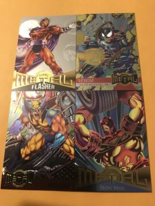 MARVEL METAL 1995 promo card : Fleer, NM/M; Venom, Wolverine, Iron Man