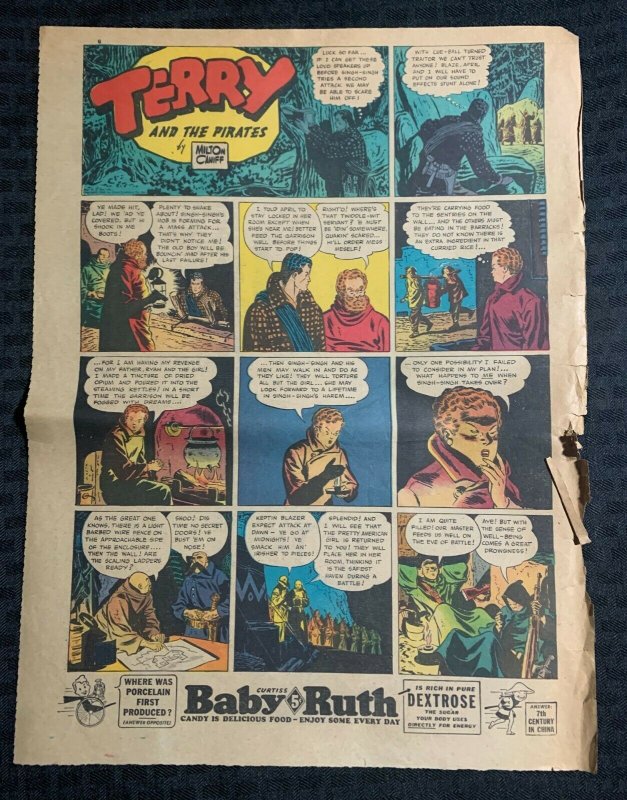 1940 2/11/40 TERRY AND THE PIRATES Milton Caniff 11x15 Sunday Comic Strip Page