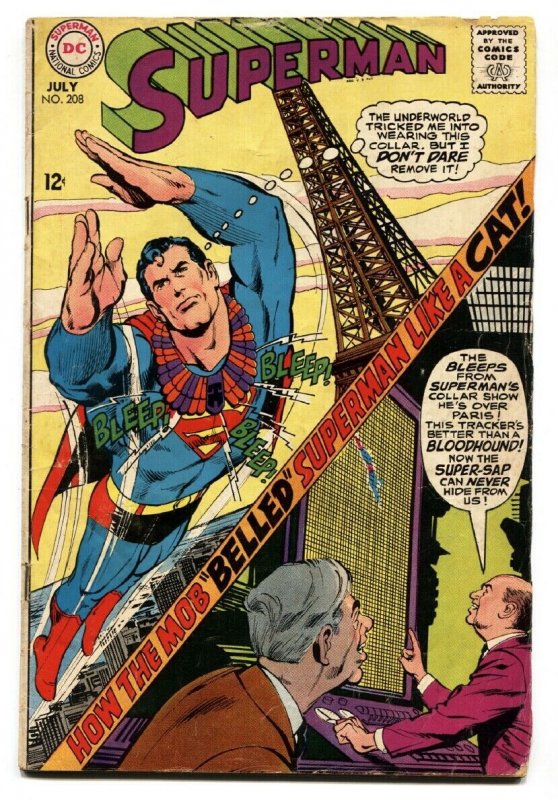 SUPERMAN #208 1968- DC Silver Age-Eiffel Tower VG-