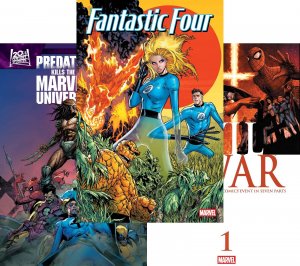 Folded Promo Poster Lot 3 #Fantastic Four, Predator vs Marvel, Civil War #1