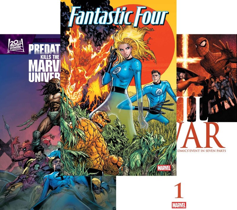Folded Promo Poster Lot 3 #Fantastic Four, Predator vs Marvel, Civil War #1